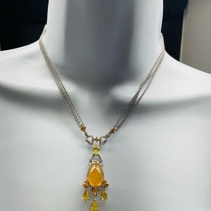 18k WG DIAMONDS AND CITRINE TEAR DROP NECKLACE $8000